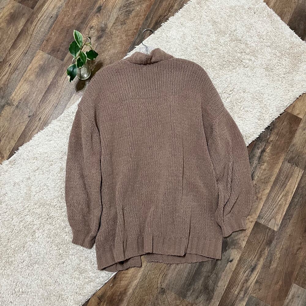 American Eagle Size Small Oversized Brown Chenille Open Front Cardigan Sweater - Picture 5 of 5